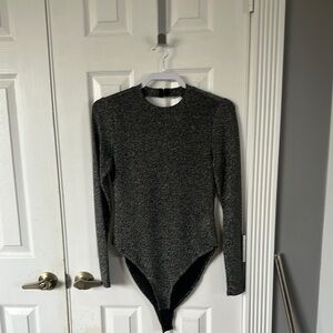 Black and Gray Long Sleeve Bodysuit